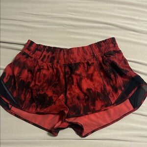 lululemon Red Tie Dye Hotty Hot shorts